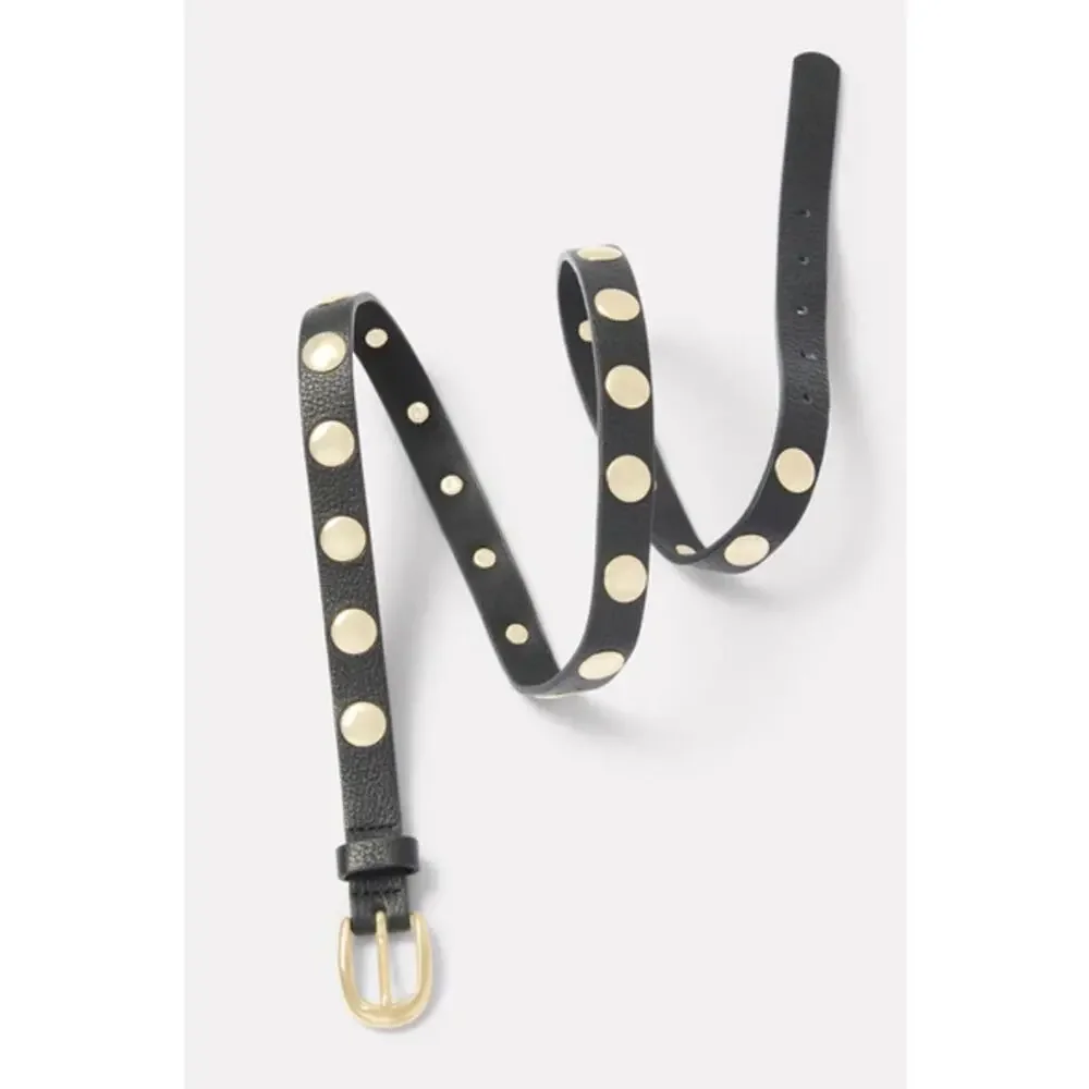 EVEREVE Skinny Lennox Studded Belt Black and Gold Women's XS/S